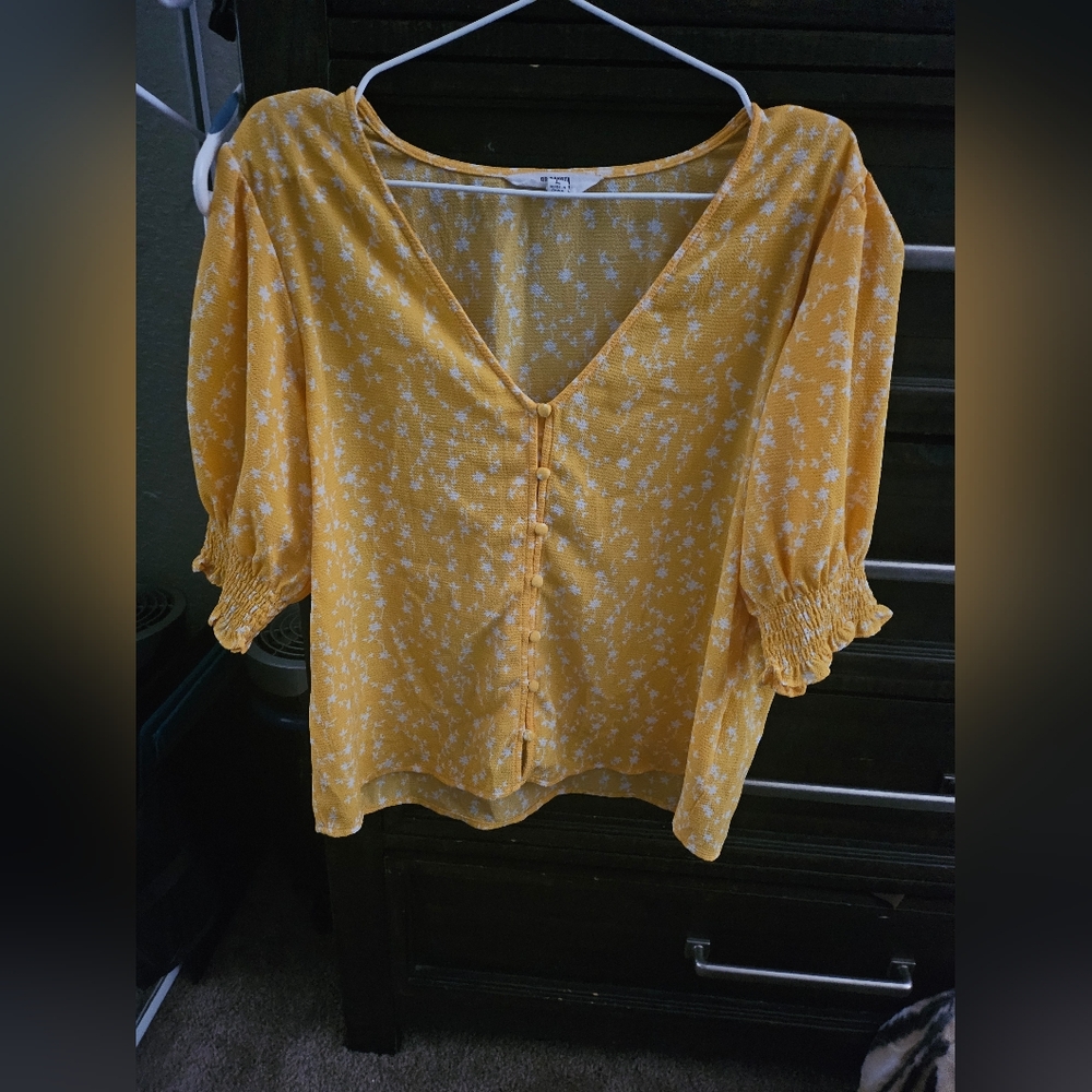 Steve Madden Floral Print Puff Sleeve Top - Sunflower BB DAKOTA